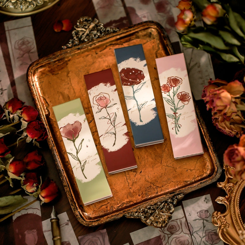 Romantic Long Strip Rose Illustration Washi Sticker