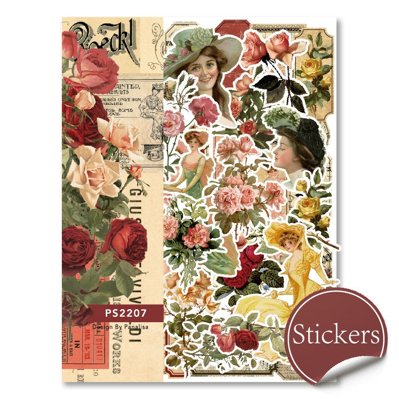 Vintage Floral Girl Journal Sticker Pack