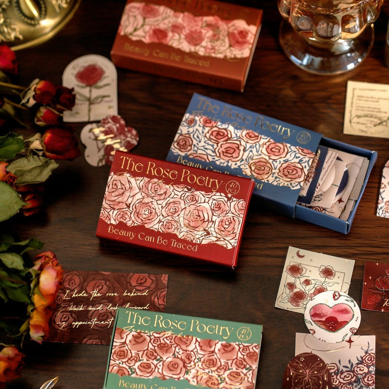 Literary Vintage Hot Stamping Boxed Rose Sticker
