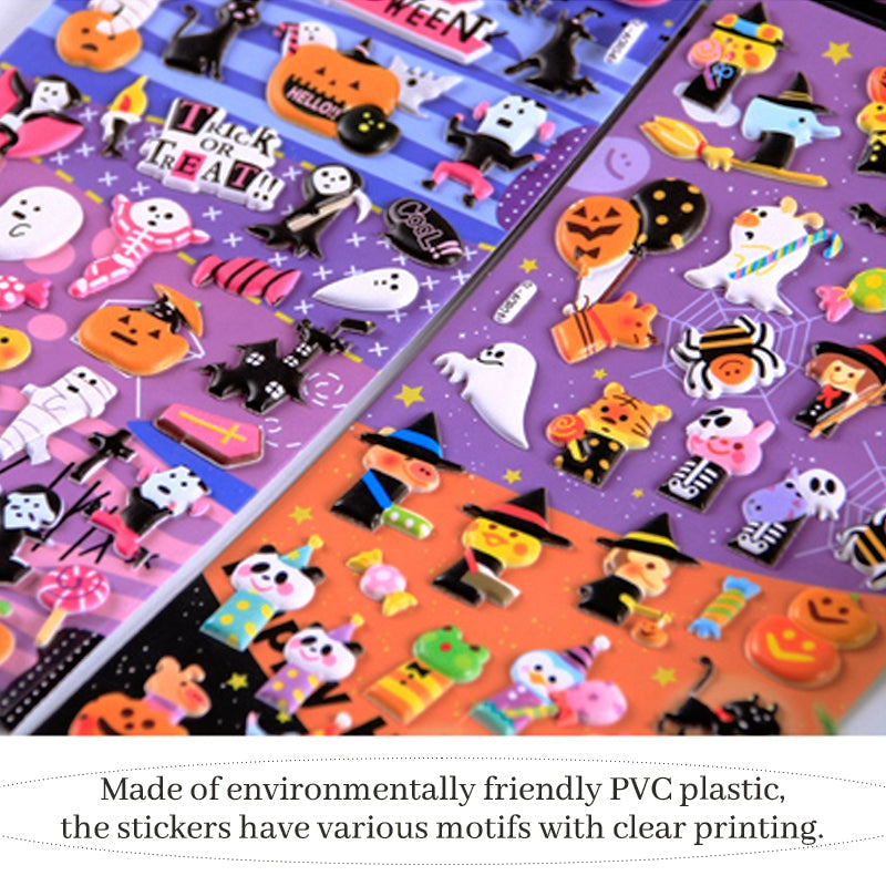 Halloween Cartoon 3D Foam Sticker - Skull, Pumpkin, Witch, Ghost
