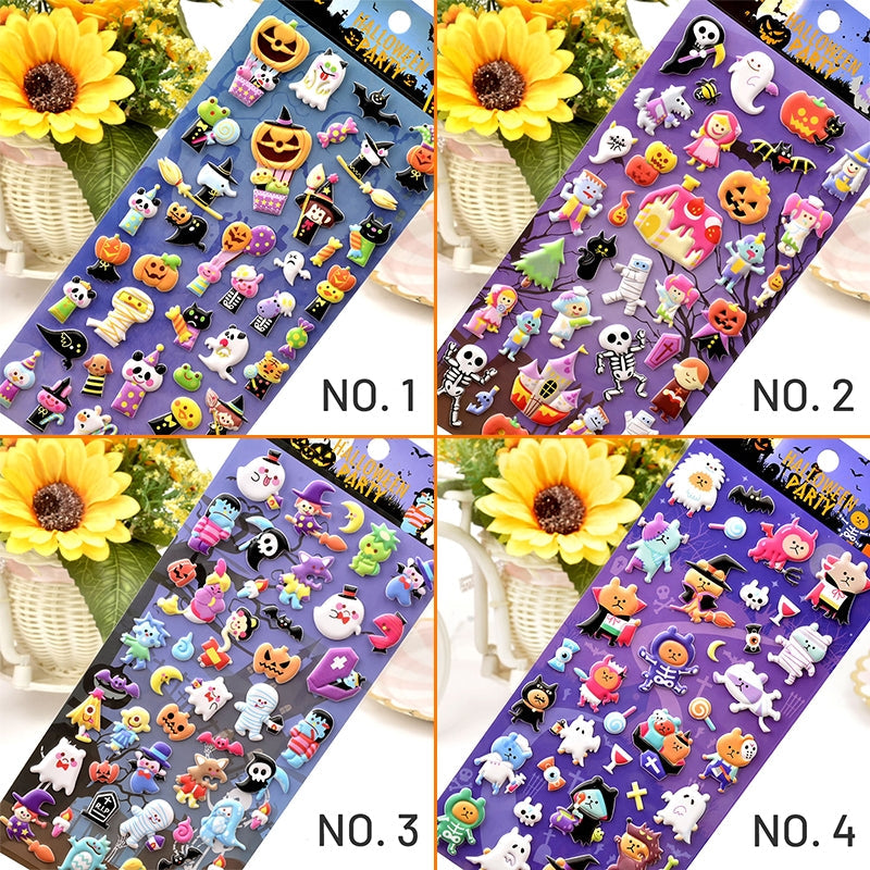 Halloween Cartoon 3D Foam Sticker - Skull, Pumpkin, Witch, Ghost