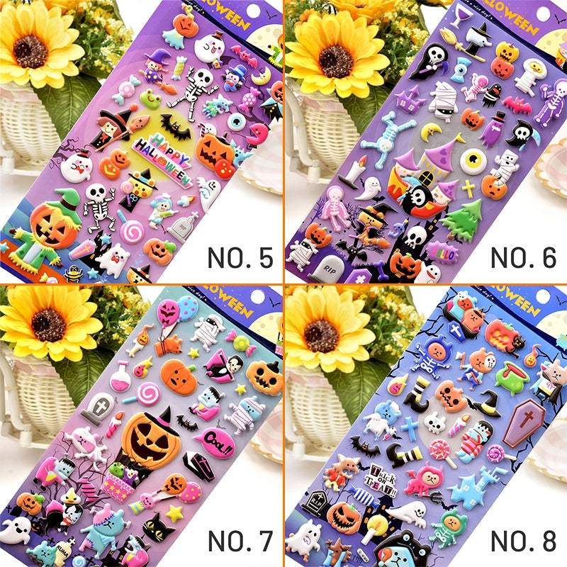 Halloween Cartoon 3D Foam Sticker - Skull, Pumpkin, Witch, Ghost