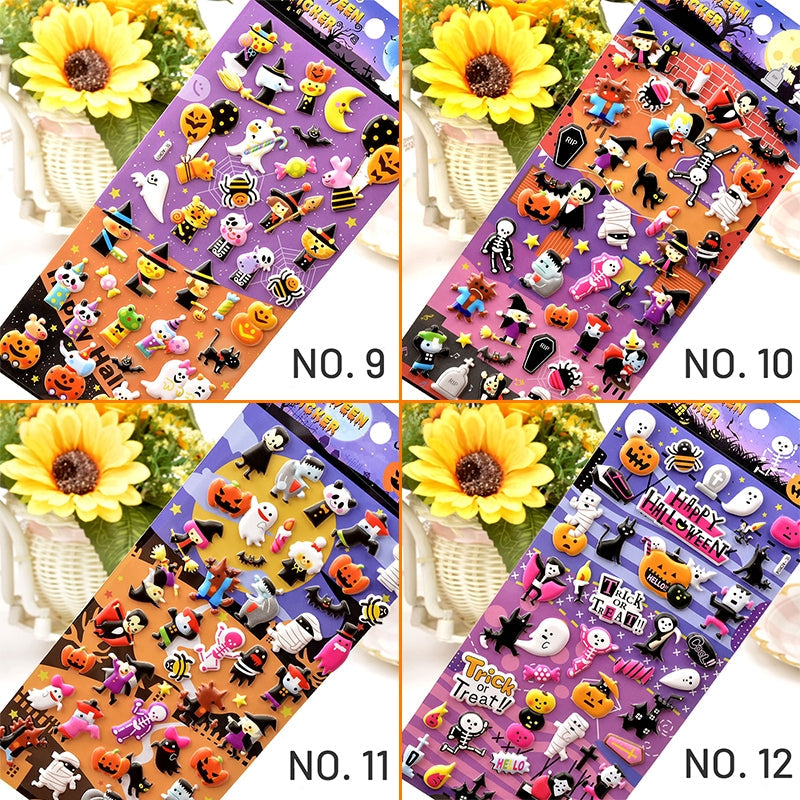 Halloween Cartoon 3D Foam Sticker - Skull, Pumpkin, Witch, Ghost