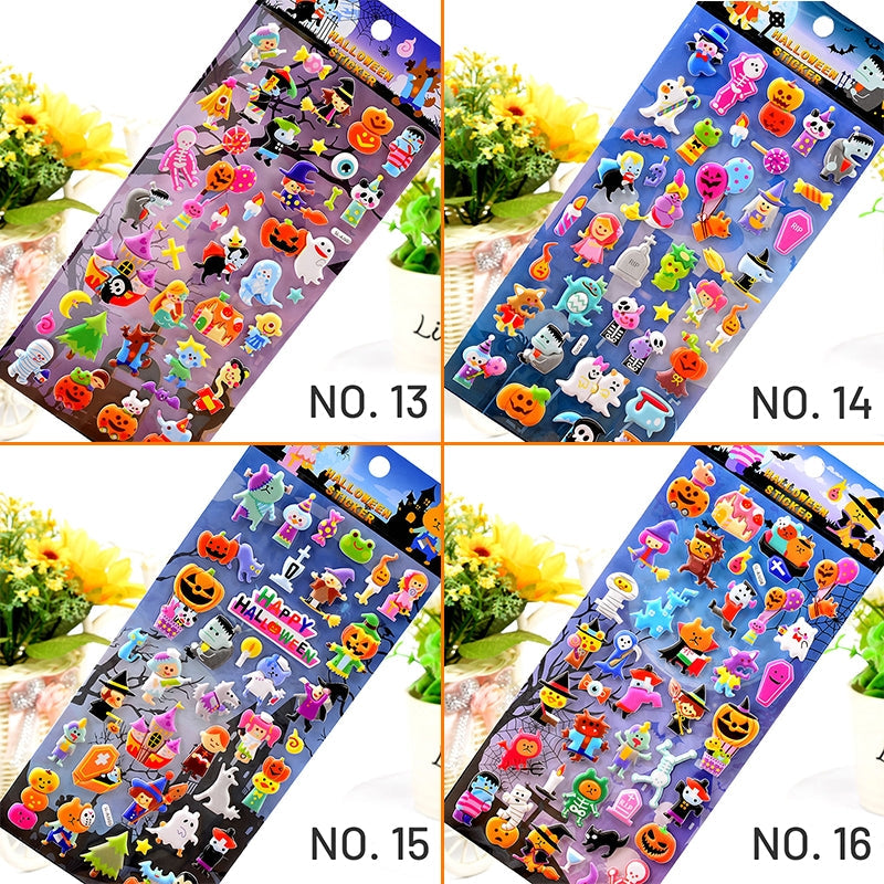 Halloween Cartoon 3D Foam Sticker - Skull, Pumpkin, Witch, Ghost