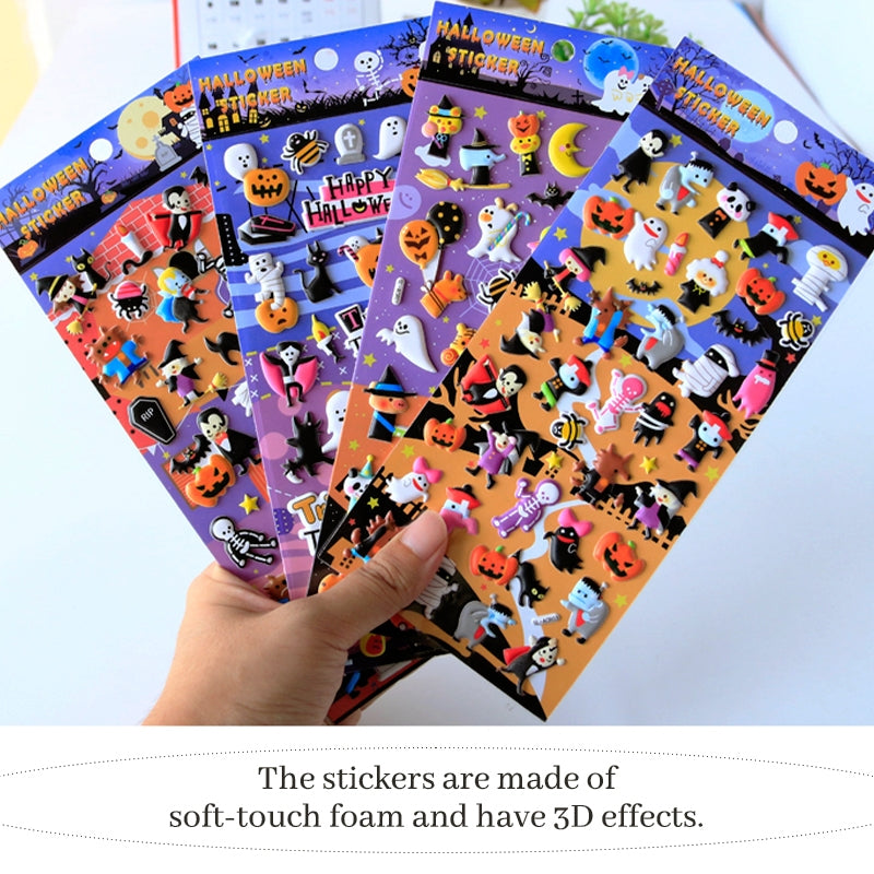 Halloween Cartoon 3D Foam Sticker - Skull, Pumpkin, Witch, Ghost