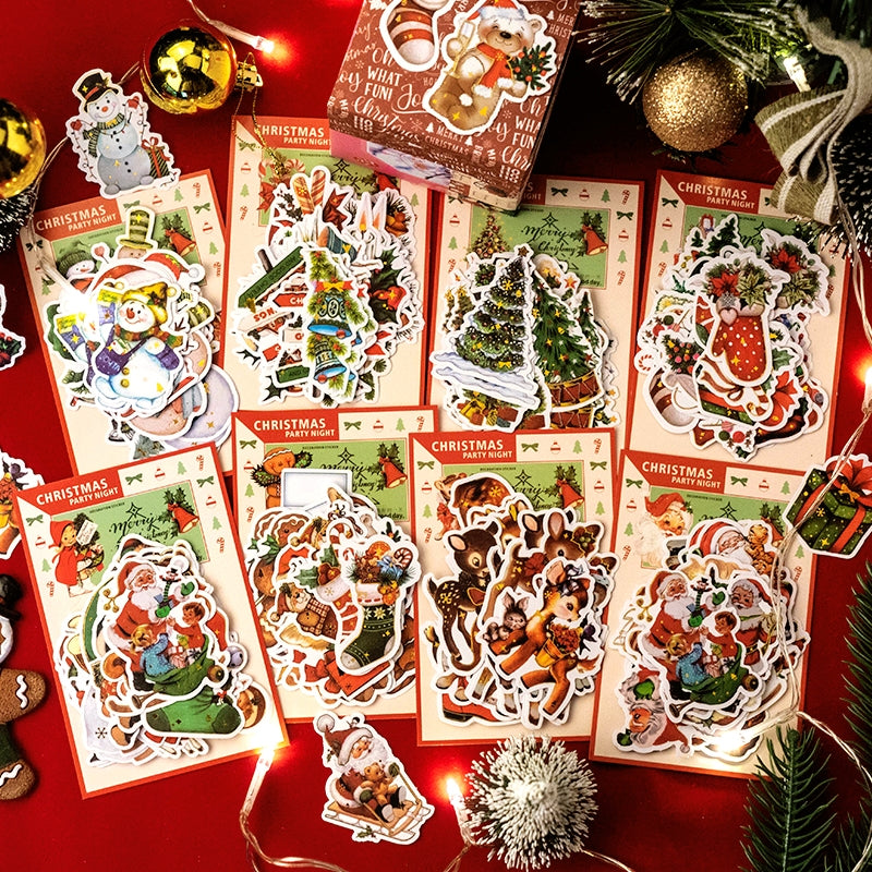 Christmas Party Night Cute Bronzing Sticker