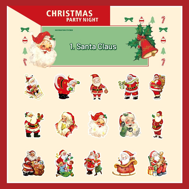 Christmas Party Night Cute Bronzing Sticker