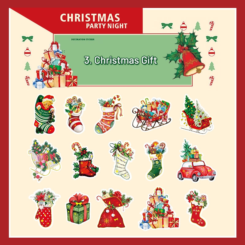 Christmas Party Night Cute Bronzing Sticker