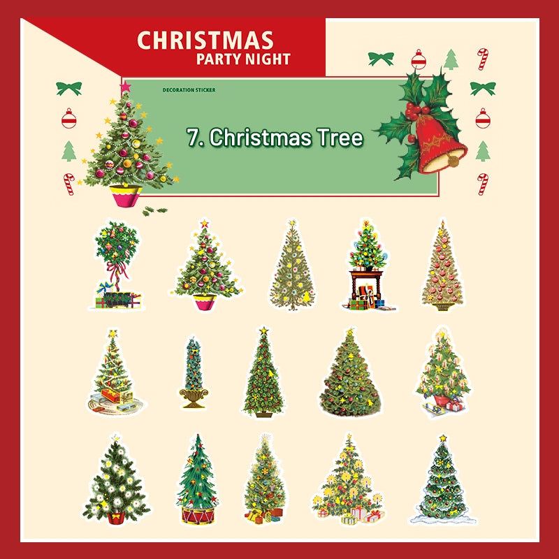 Christmas Party Night Cute Bronzing Sticker