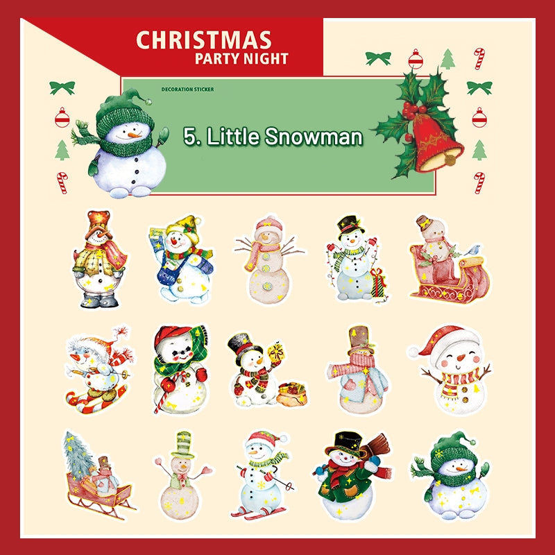 Christmas Party Night Cute Bronzing Sticker
