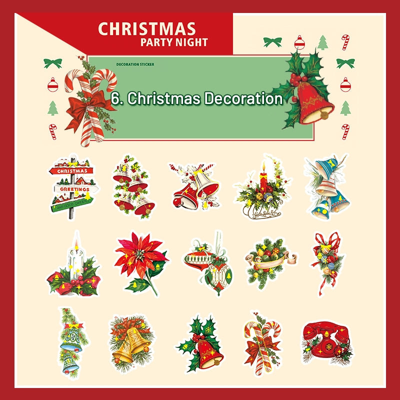 Christmas Party Night Cute Bronzing Sticker