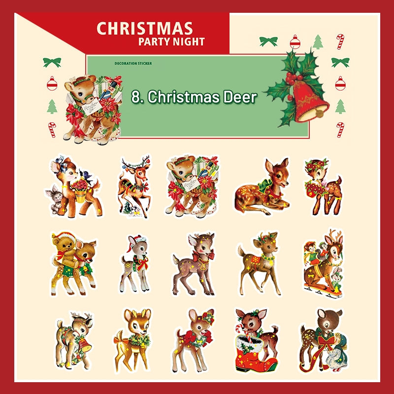Christmas Party Night Cute Bronzing Sticker
