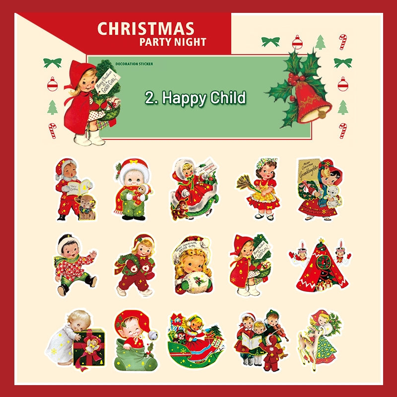 Christmas Party Night Cute Bronzing Sticker