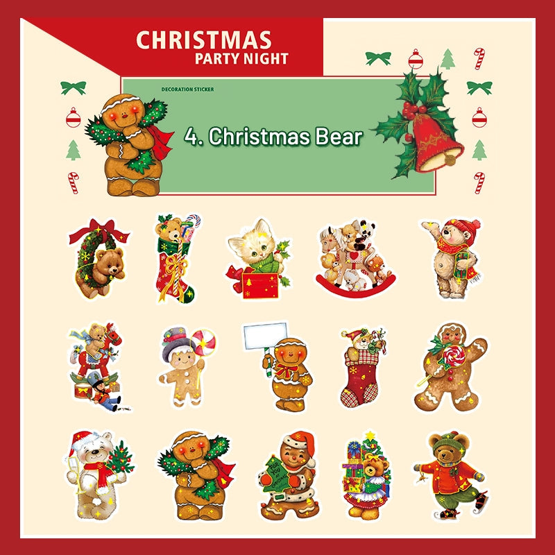 Christmas Party Night Cute Bronzing Sticker