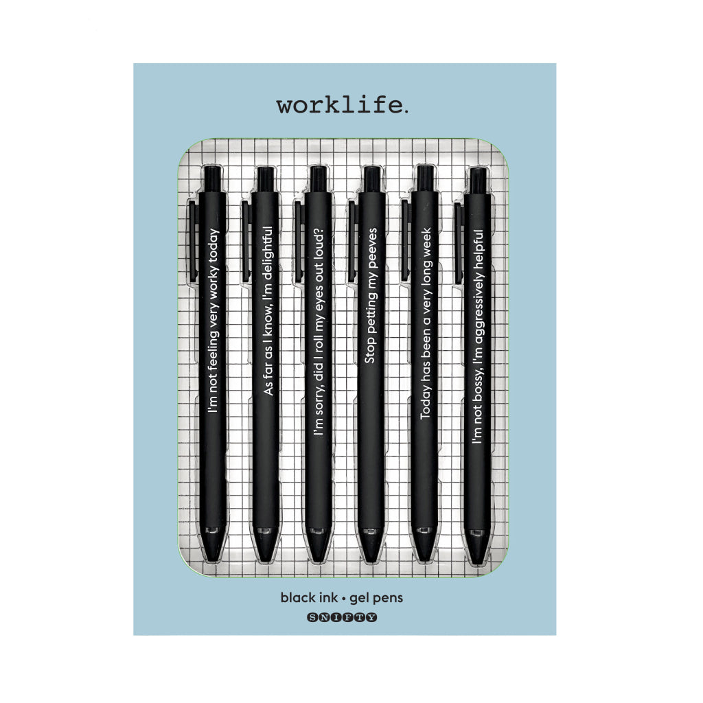 #Worklife - Quotable Black Gel Pen Set of 6