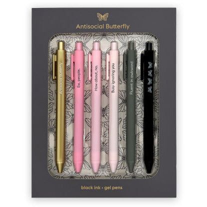 Antisocial Butterfly - Quotable Black Gel Pen Set