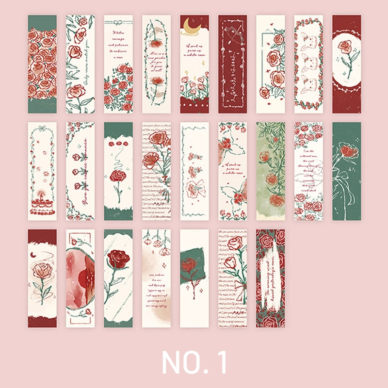 Romantic Long Strip Rose Illustration Washi Sticker