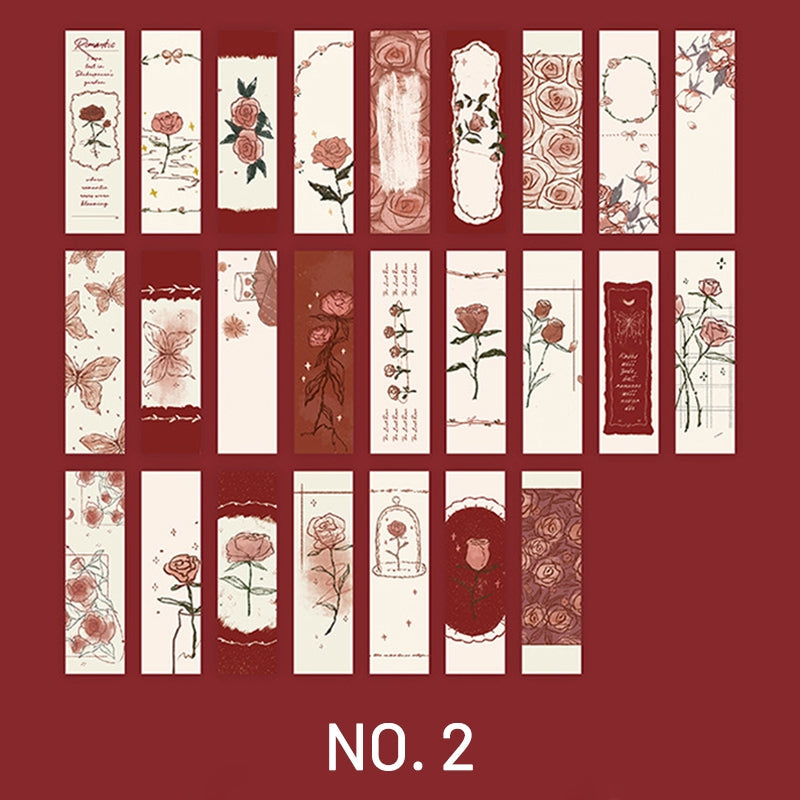 Romantic Long Strip Rose Illustration Washi Sticker