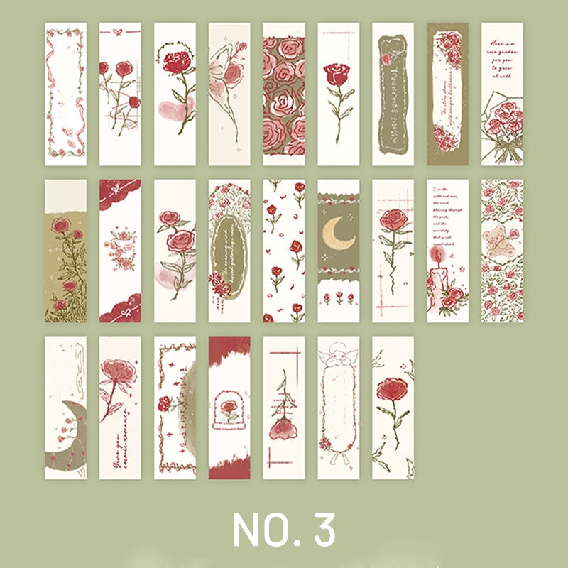 Romantic Long Strip Rose Illustration Washi Sticker