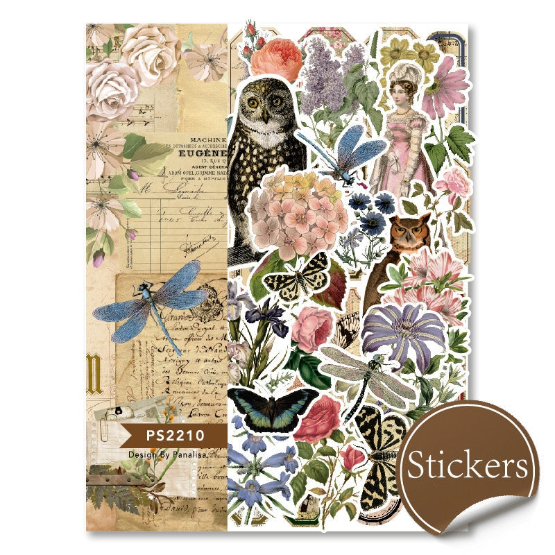 Vintage Floral Butterfly Sticker Pack