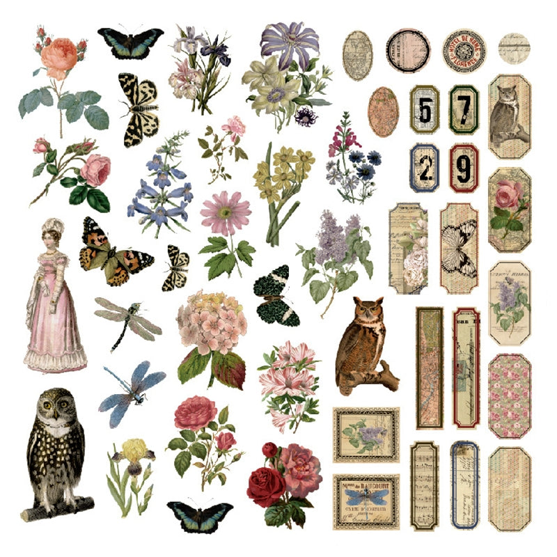 Vintage Floral Butterfly Sticker Pack