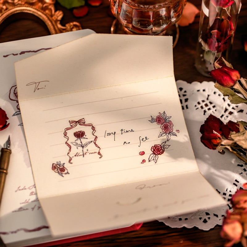 Hand Painted Rose Illustration Journal Deco Vinyl Sticker