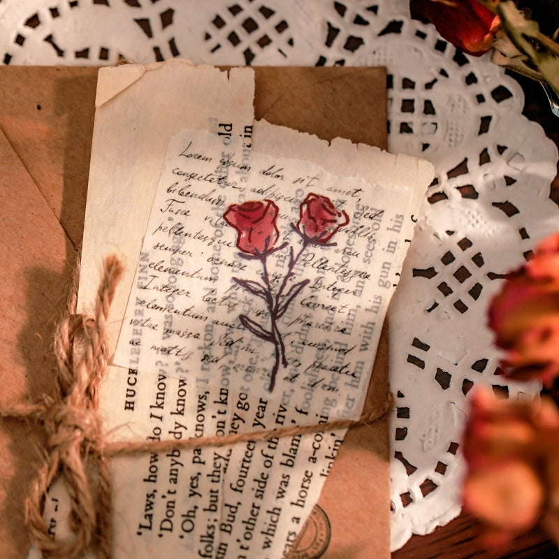 Hand Painted Rose Illustration Journal Deco Vinyl Sticker