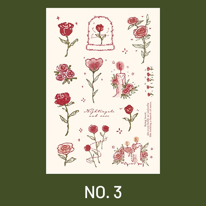 Hand Painted Rose Illustration Journal Deco Vinyl Sticker