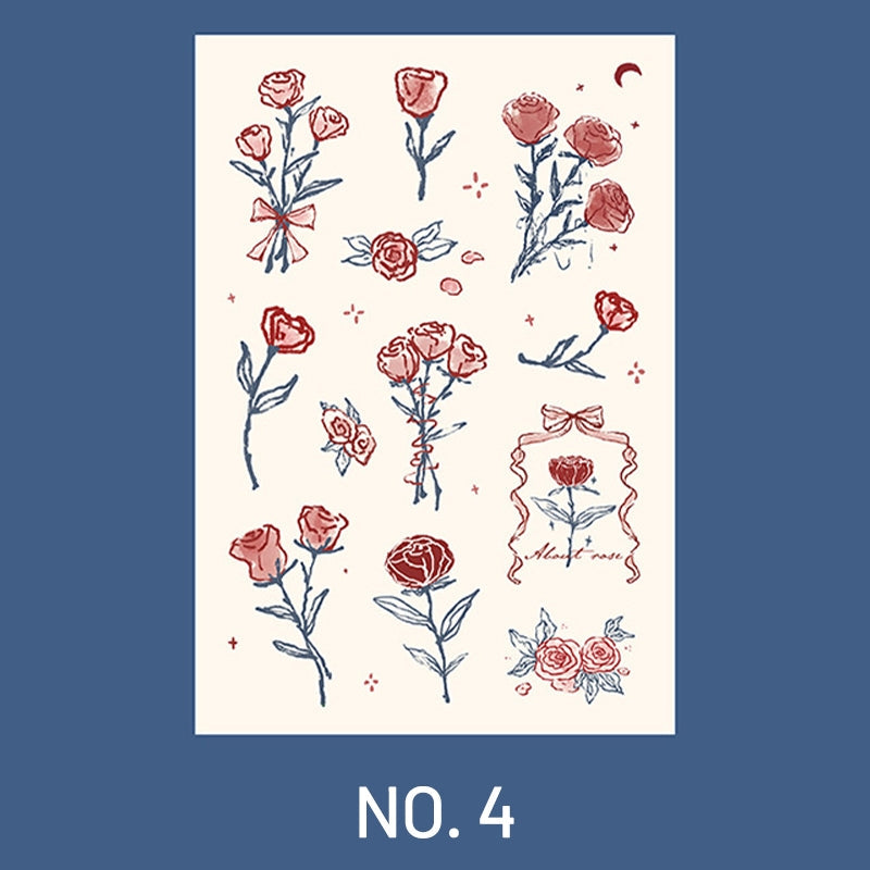 Hand Painted Rose Illustration Journal Deco Vinyl Sticker
