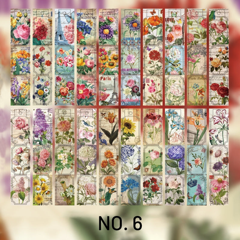 Vintage Plant Long Strip Boxed Sticker