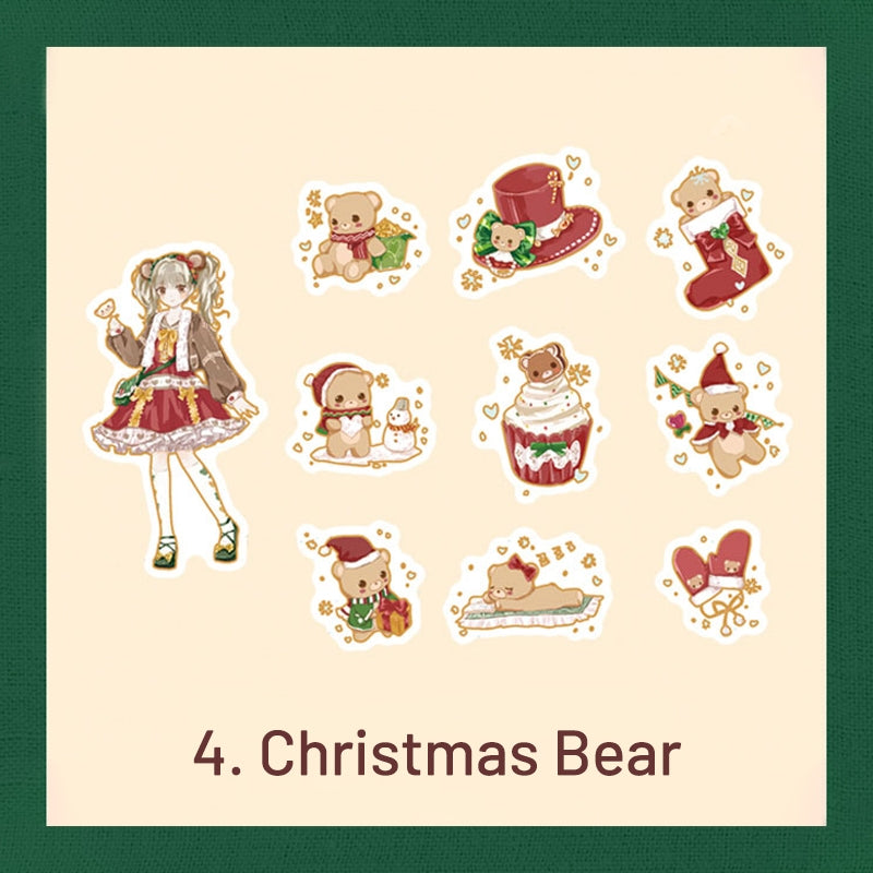 Cute Cartoon Christmas Bronzing Washi Sticker Pack