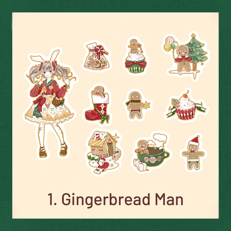 Cute Cartoon Christmas Bronzing Washi Sticker Pack