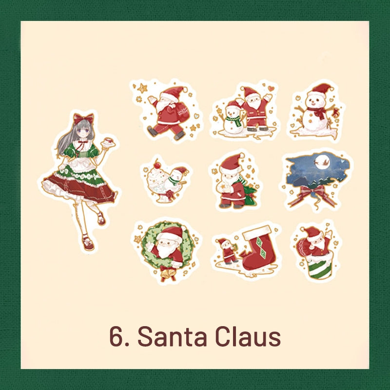 Cute Cartoon Christmas Bronzing Washi Sticker Pack