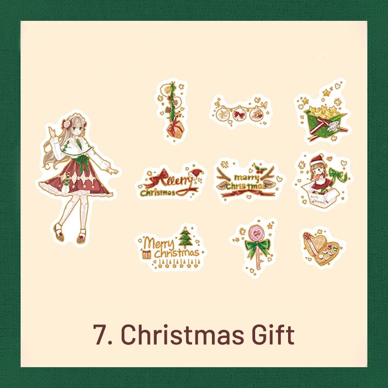 Cute Cartoon Christmas Bronzing Washi Sticker Pack
