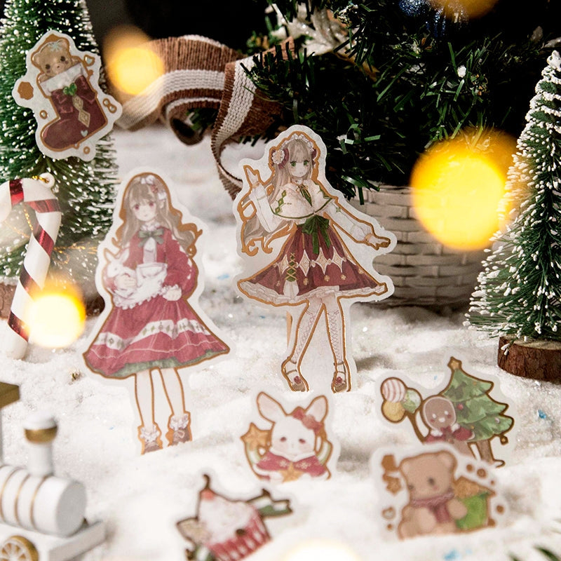 Cute Cartoon Christmas Bronzing Washi Sticker Pack