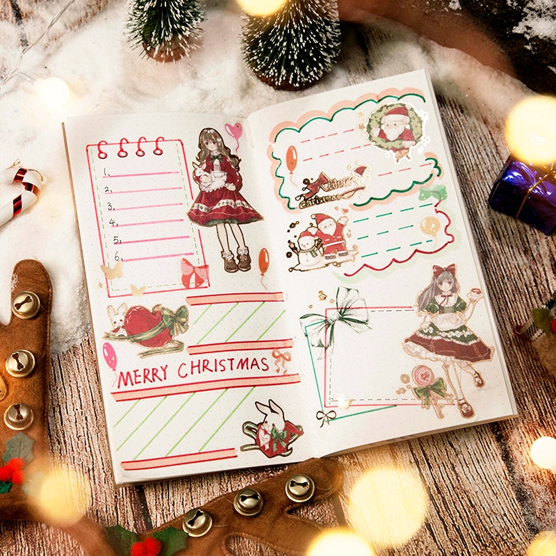Cute Cartoon Christmas Bronzing Washi Sticker Pack
