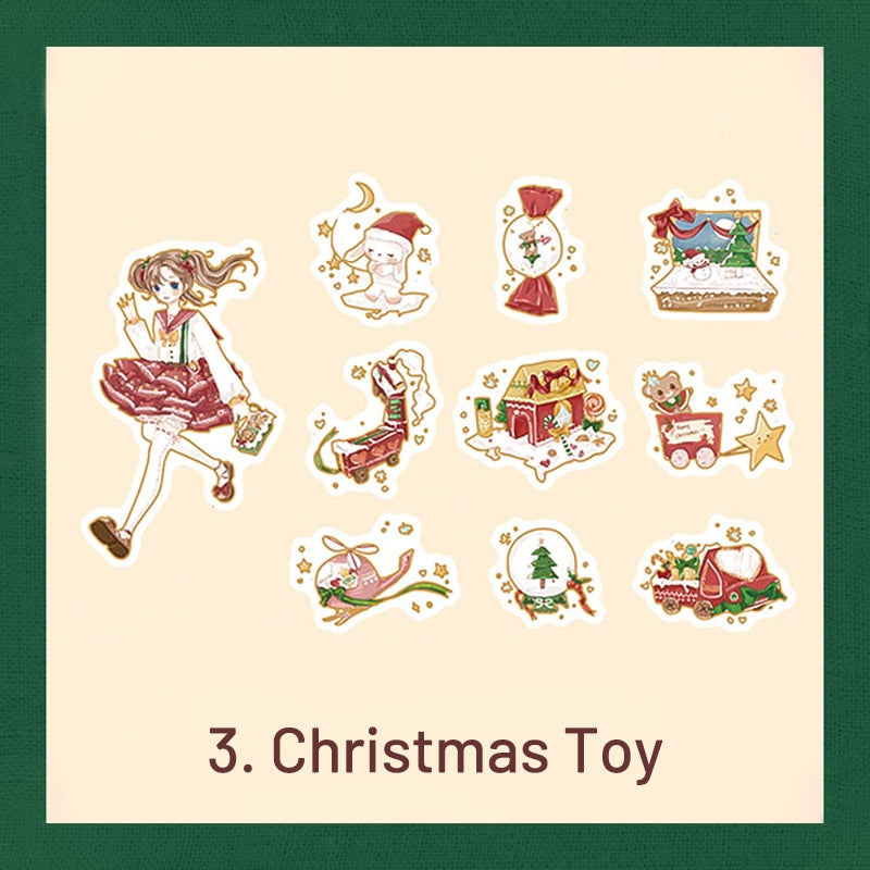 Cute Cartoon Christmas Bronzing Washi Sticker Pack