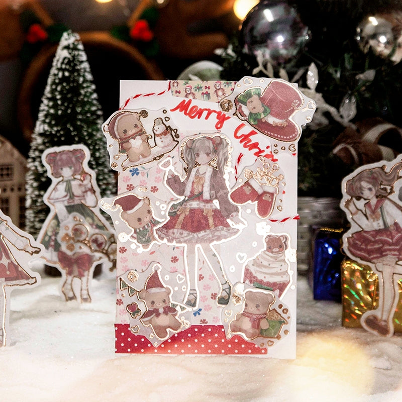 Cute Cartoon Christmas Bronzing Washi Sticker Pack