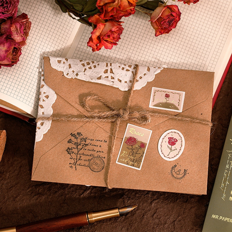 Vintage Rose Illustration DIY Journal Sticker