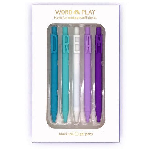 DREAM Word Play Set of 5 Black Gel Clip Pens