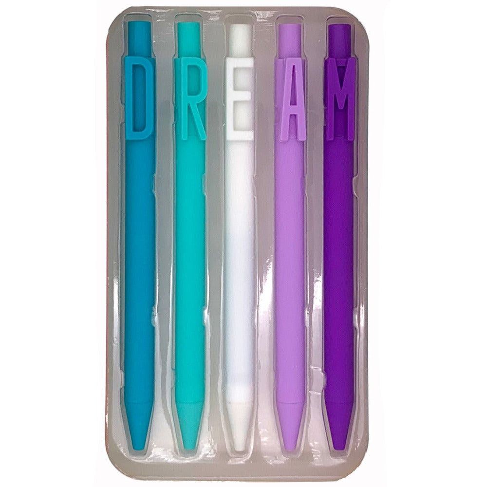 DREAM Word Play Set of 5 Black Gel Clip Pens