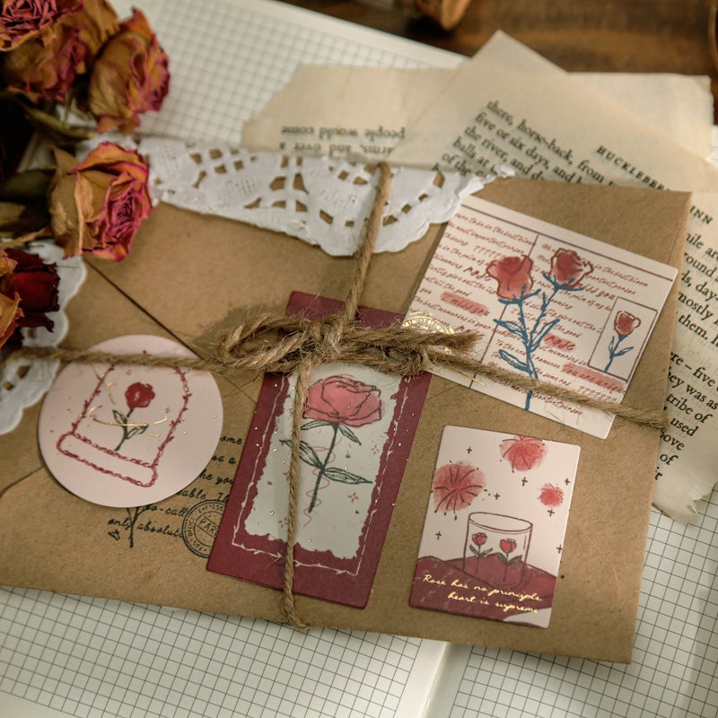 Vintage Artistic Rose Plant Sticker Pack