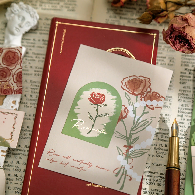 Vintage Artistic Rose Plant Sticker Pack