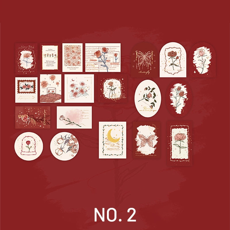 Vintage Artistic Rose Plant Sticker Pack