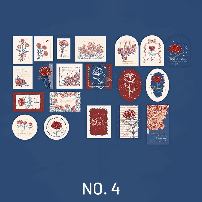 Vintage Artistic Rose Plant Sticker Pack