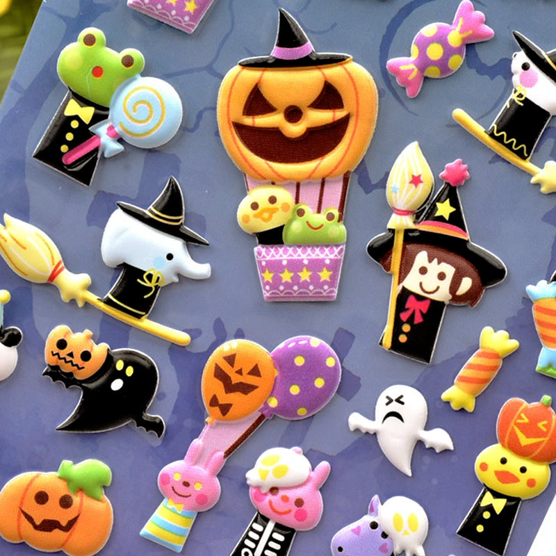 Halloween Cartoon 3D Foam Sticker - Skull, Pumpkin, Witch, Ghost