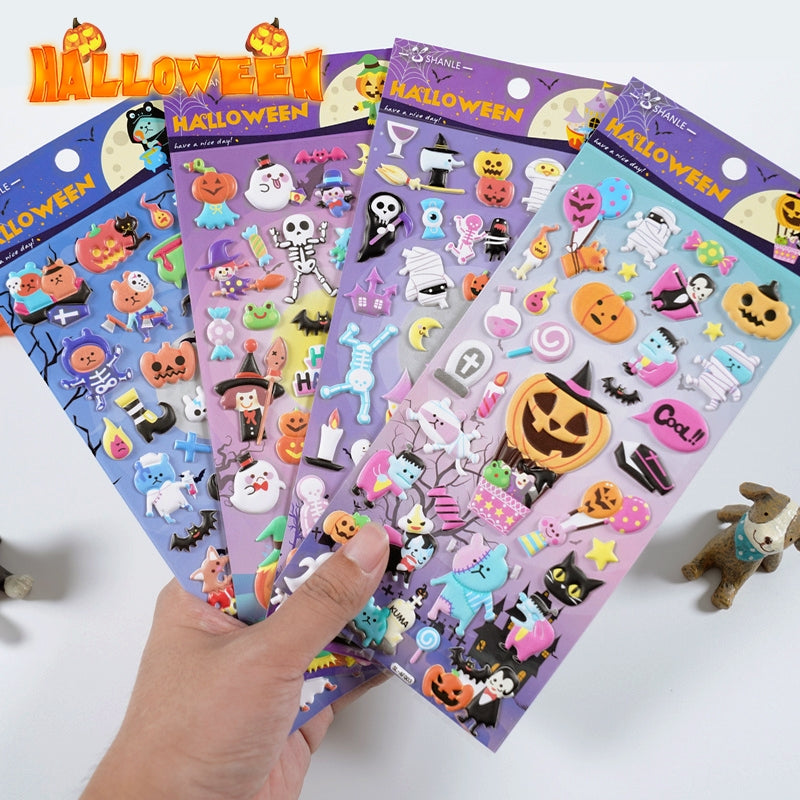 Halloween Cartoon 3D Foam Sticker - Skull, Pumpkin, Witch, Ghost