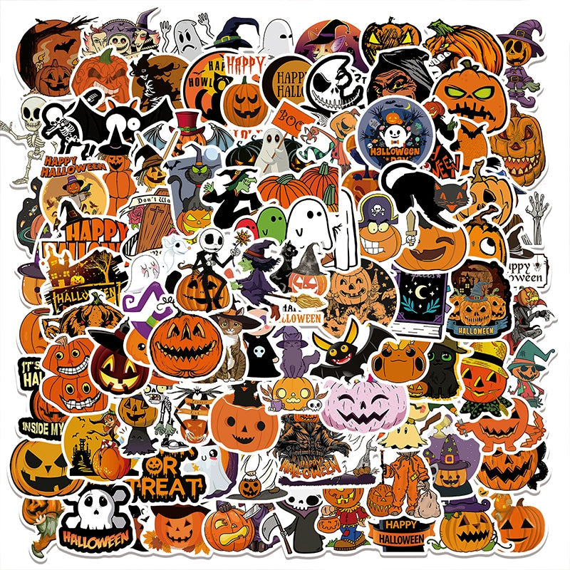 Halloween Pumpkin Cartoon Doodle Vinyl Stickers （100 Pcs）