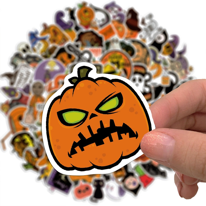 Halloween Pumpkin Cartoon Doodle Vinyl Stickers （100 Pcs）