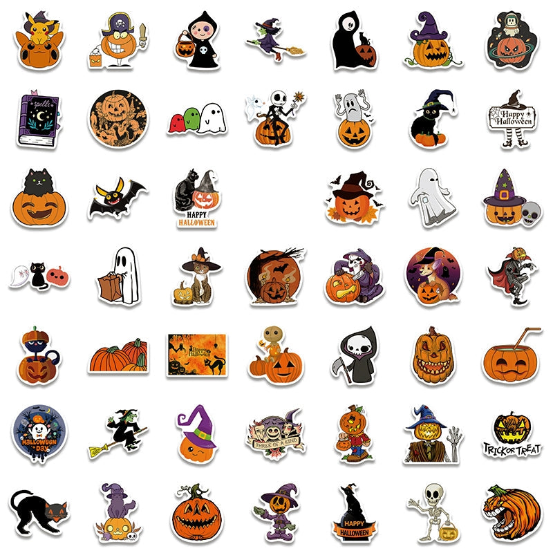 Halloween Pumpkin Cartoon Doodle Vinyl Stickers （100 Pcs）